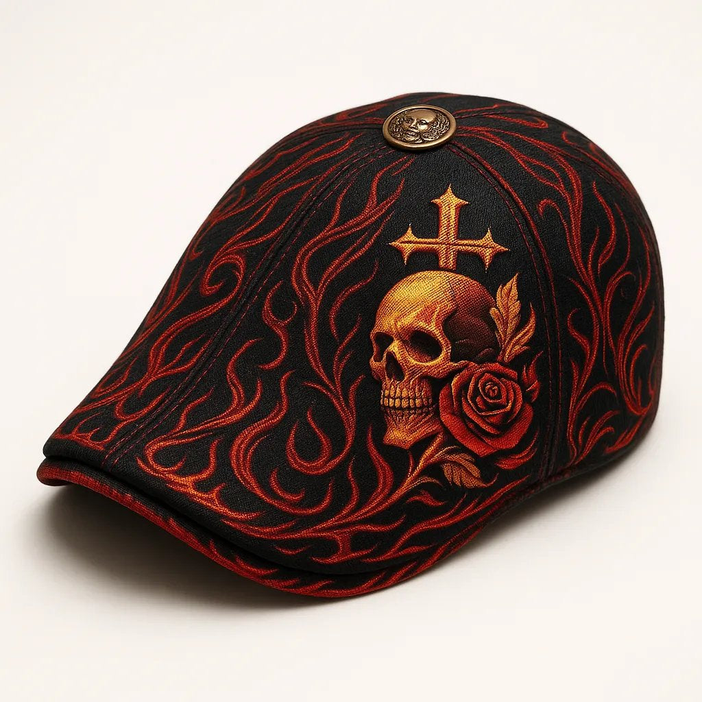 🔥Last Day 50% OFF💀Handcrafted Skull & Thorn Flat Cap