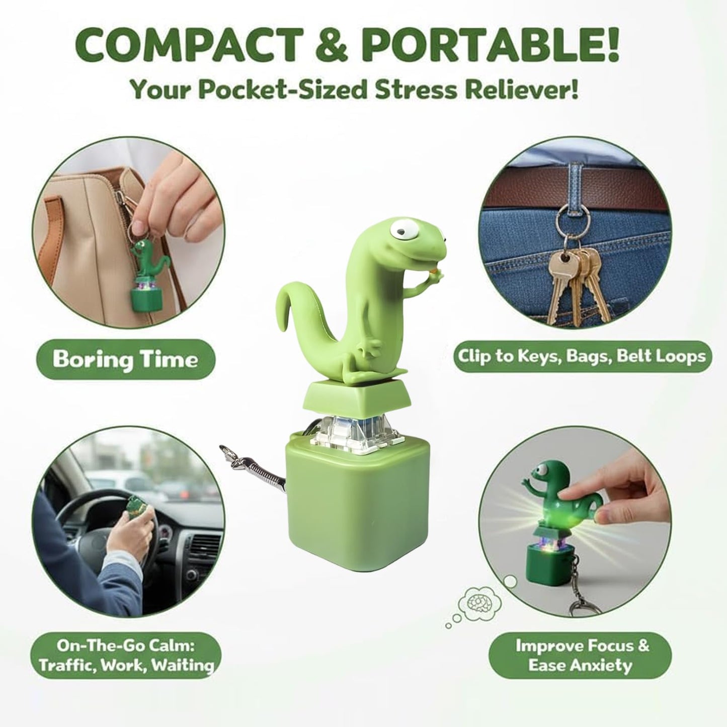 Glow-in-the-Motion Lizard Sound & Light Fidget Keychain – Your Pocket-Sized Stress Reliever