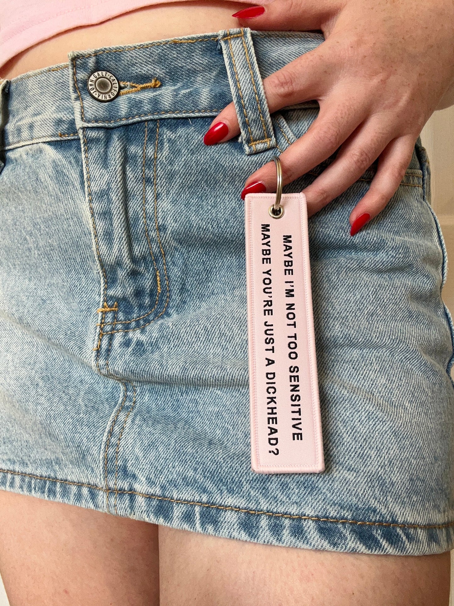 “Maybe I’m Not Too Sensitive” Retro Woven Keychain