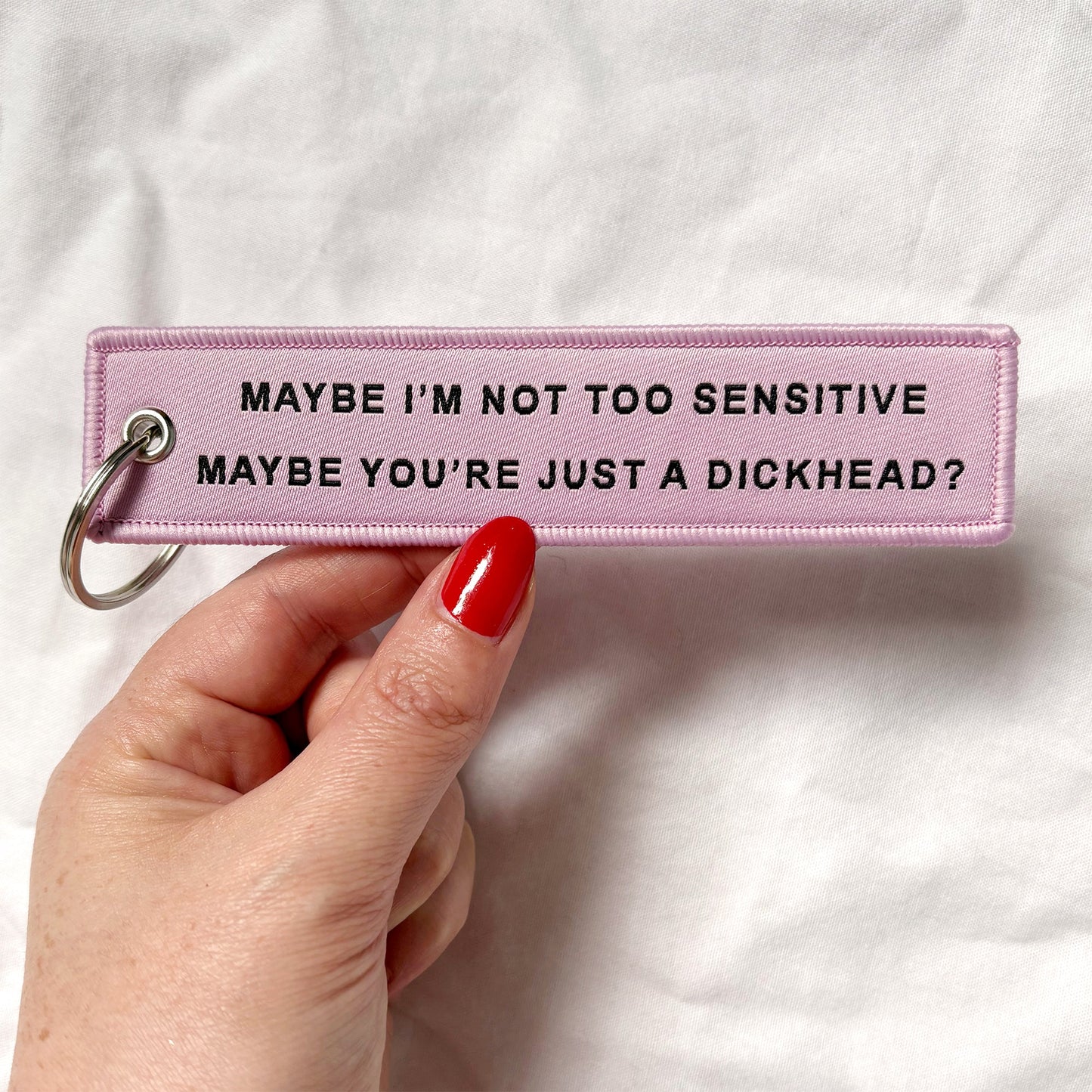 “Maybe I’m Not Too Sensitive” Retro Woven Keychain