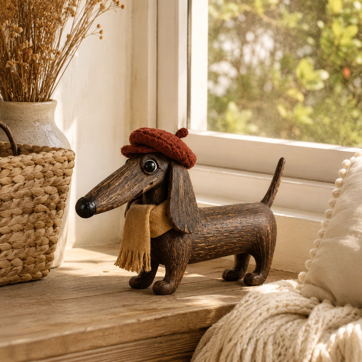 Rustic Gentleman Dachshund Wooden Figurine