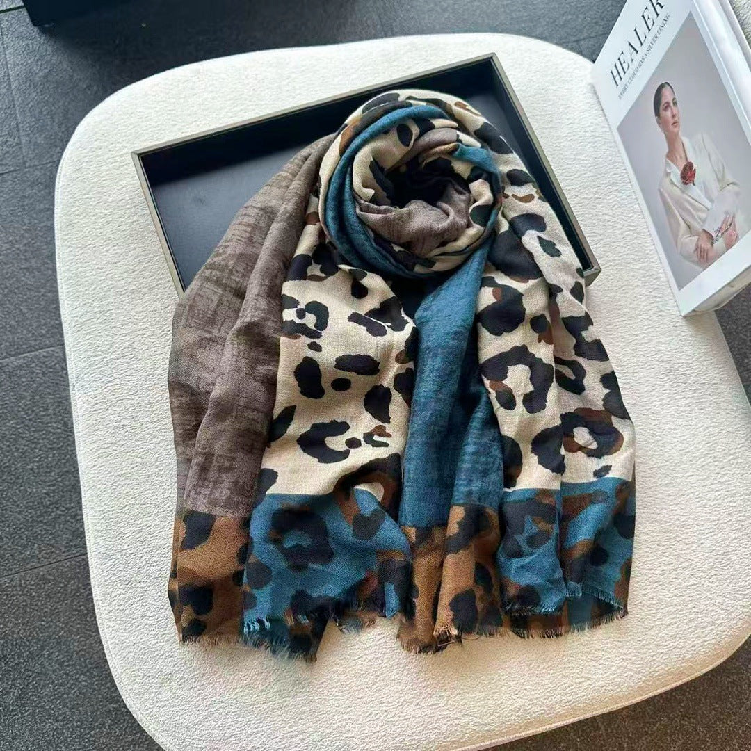 Versatile Lightweight Leopard Print Shawl Scarf
