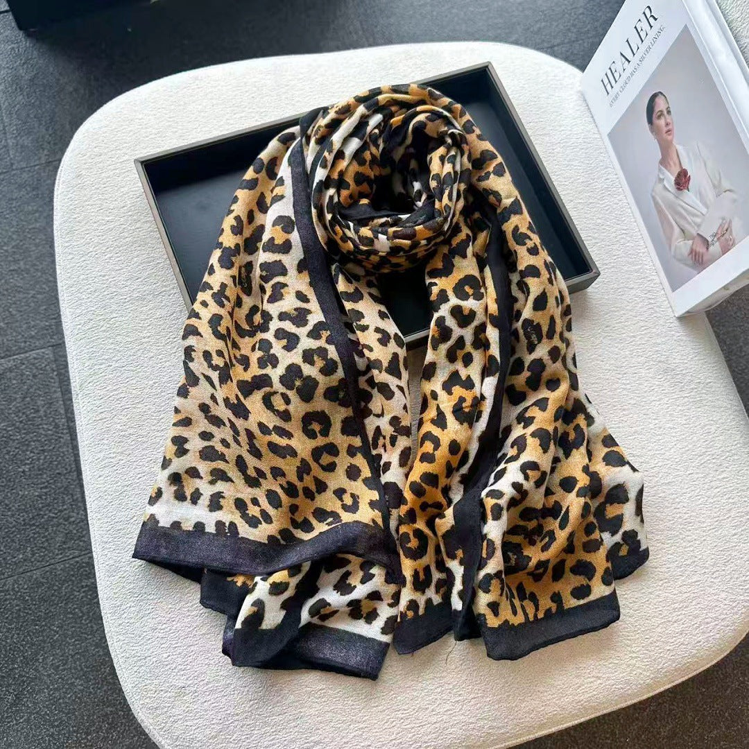 Versatile Lightweight Leopard Print Shawl Scarf