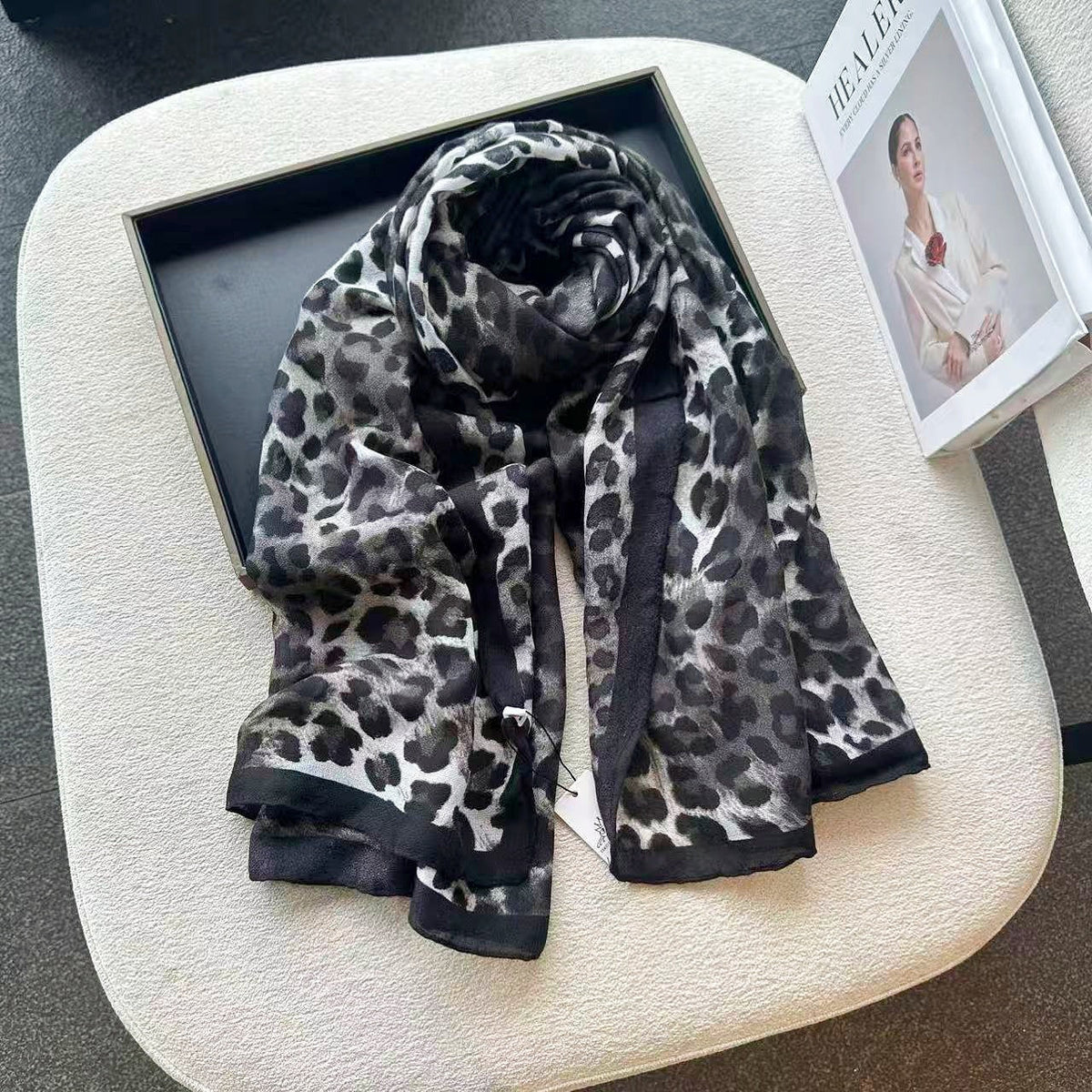 Versatile Lightweight Leopard Print Shawl Scarf