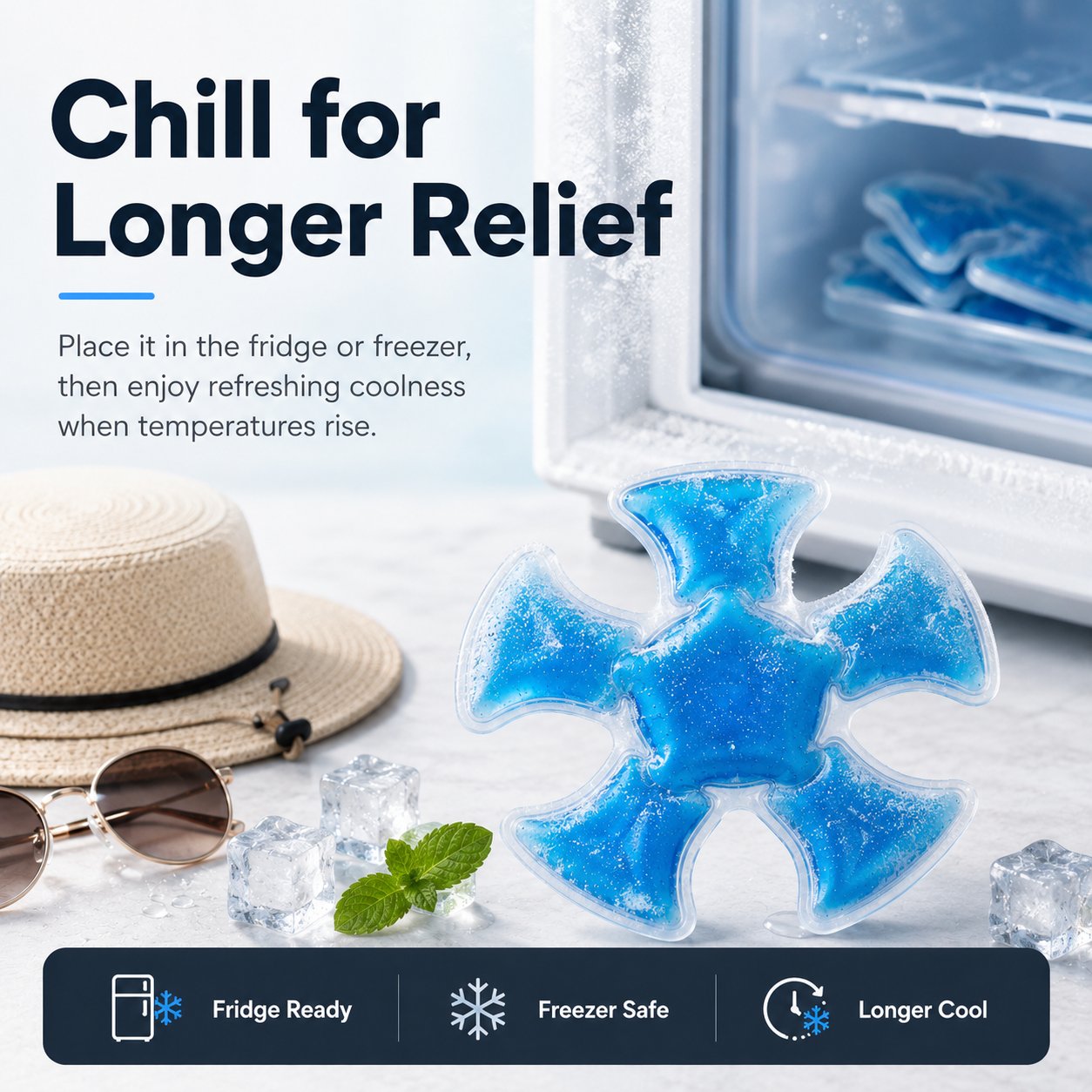 ❄️ Wearable Cooling Gel Insert – Comfort in Hat & For the Whole Body 🧢💙