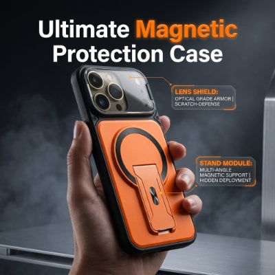MagSafe Magnetic Case with Camera Lens Cover & Invisible Stand
