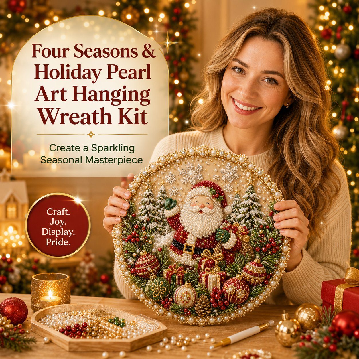 ✨ Four Seasons & Holiday Pearl Art Hanging Wreath Kit 💎