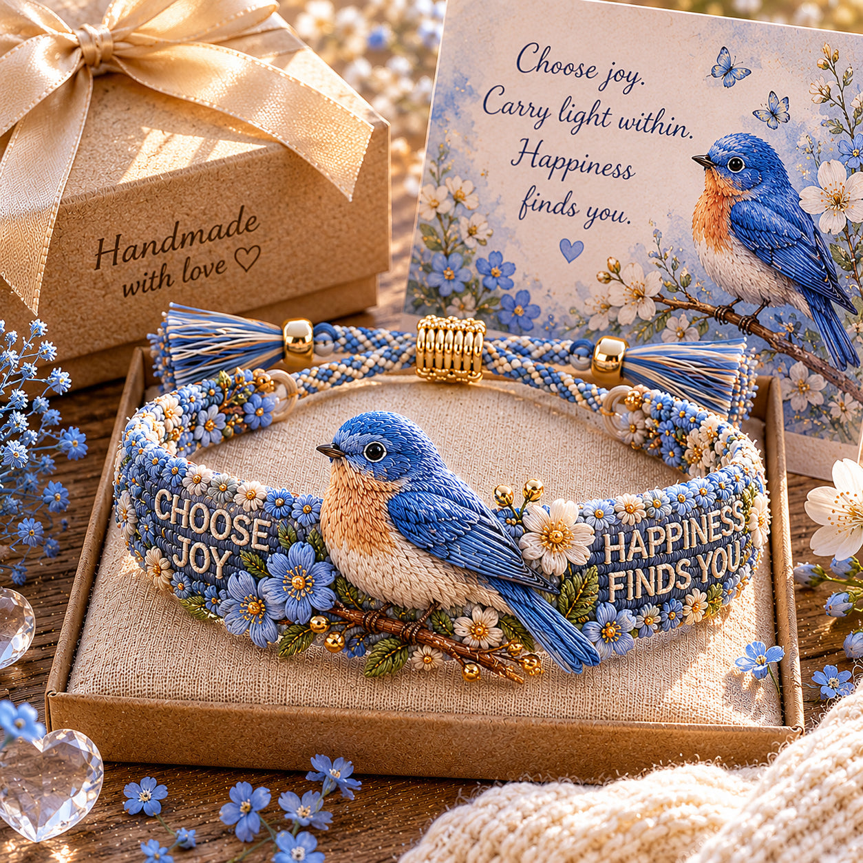💙Handmade Bird Embroidered Bracelet Collection