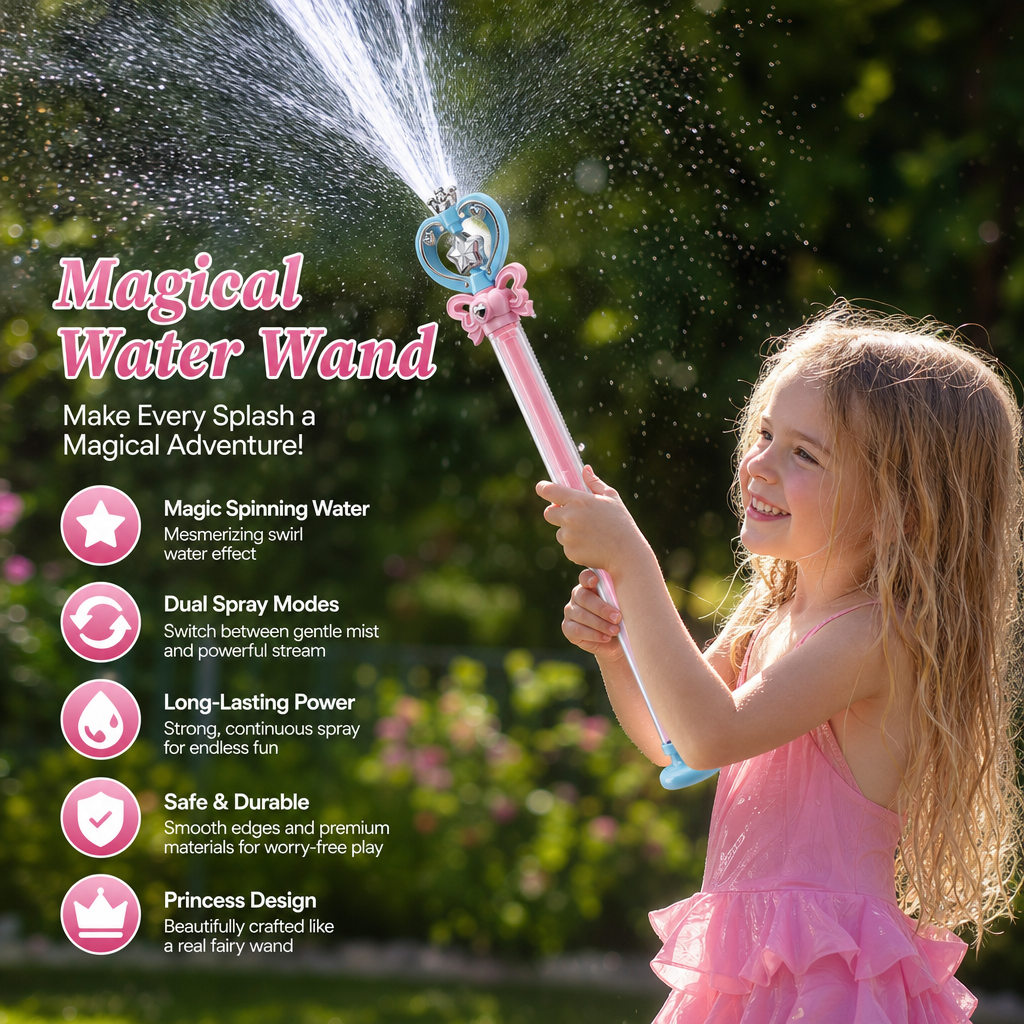 Fairy Wand Water Gun Children's Pull-Out Spiral Water Play Toy Gift