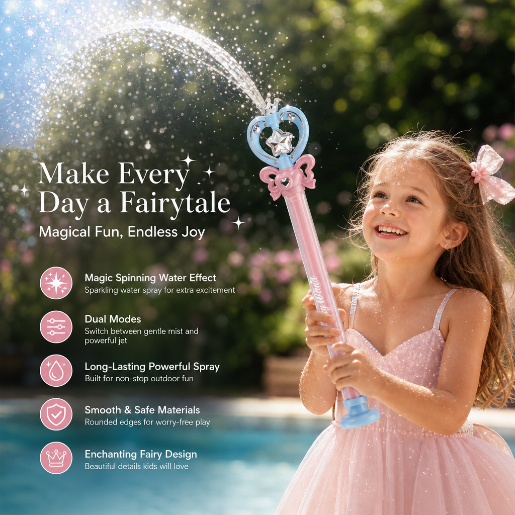 Fairy Wand Water Gun Children's Pull-Out Spiral Water Play Toy Gift