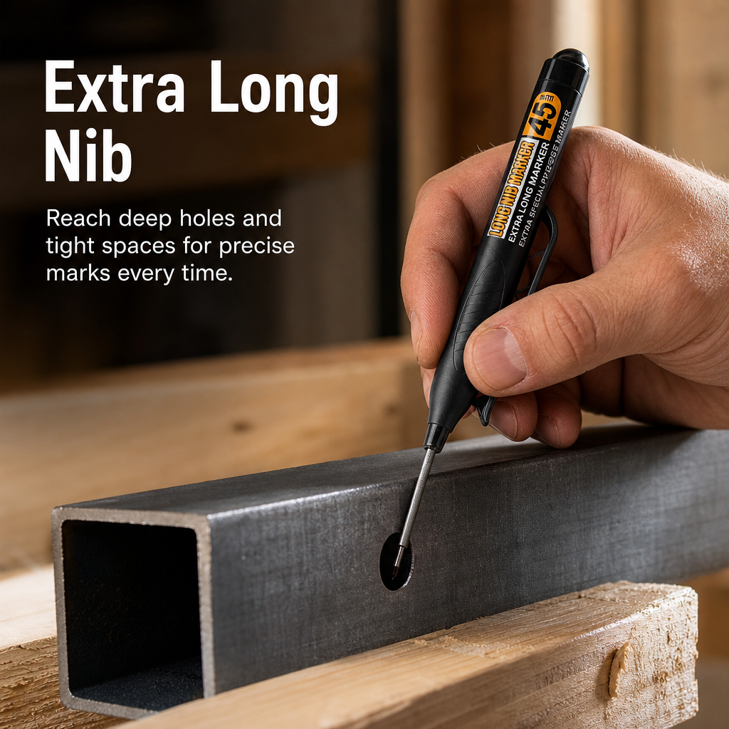 45mm Long-Tip Oil-Based Marker for Woodworking, Tile, and Deep Hole Marking