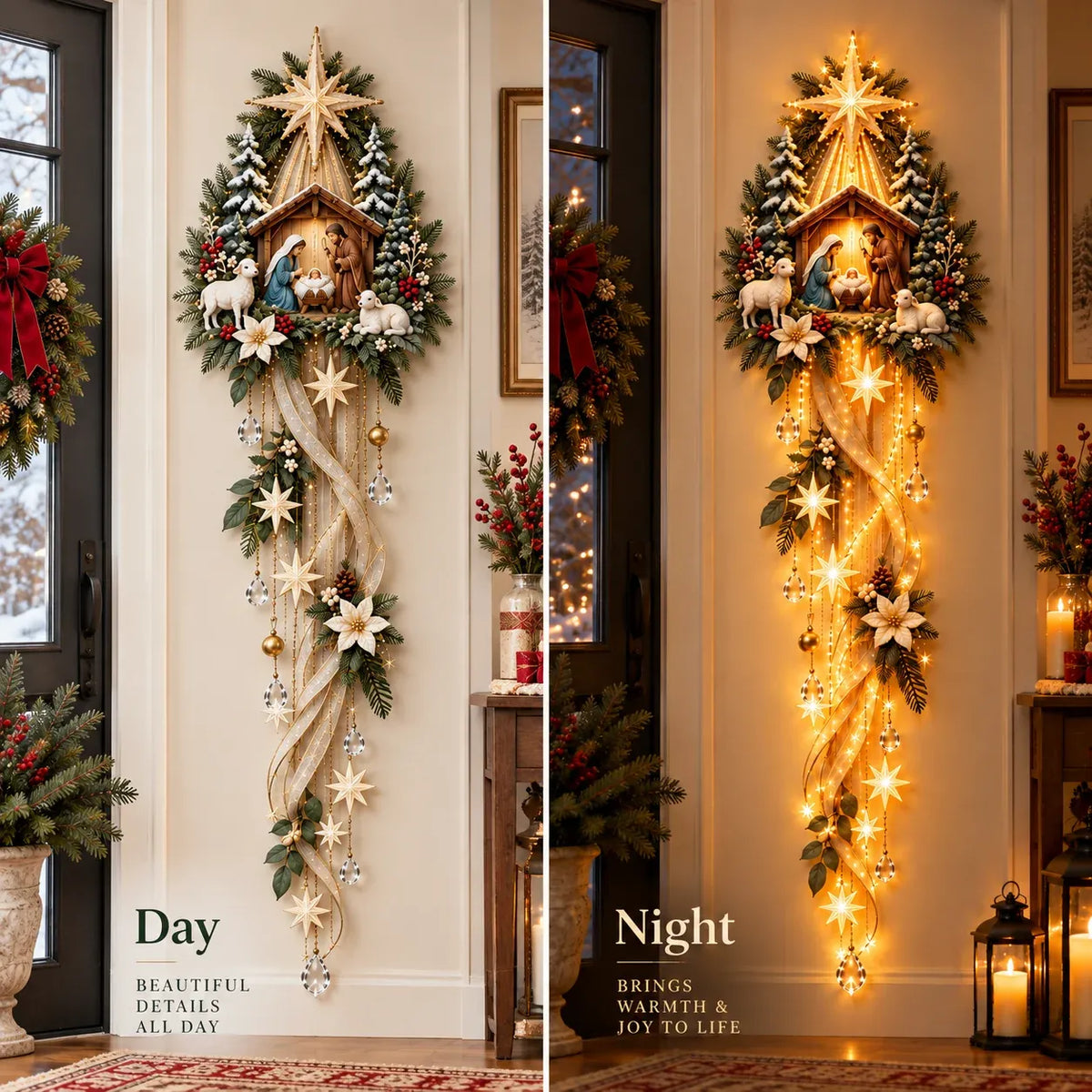✝️ Nativity Starfall Wall Light | Warm Golden Bethlehem Glow for Christmas Walls ⭐