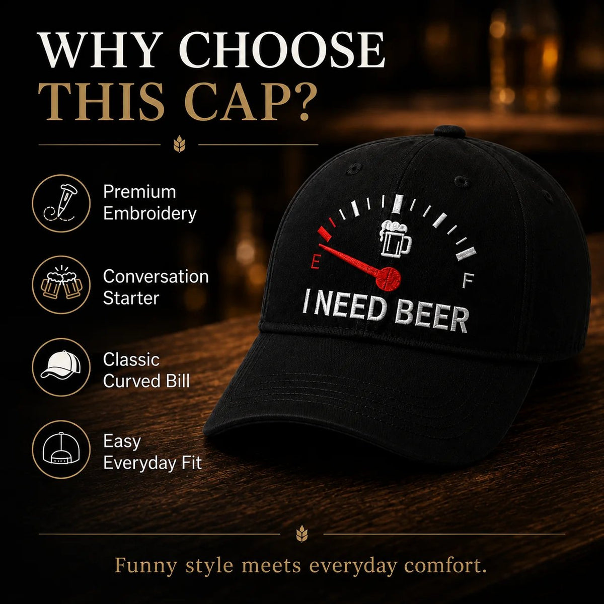 🍺 'I NEED BEER' embroidered baseball cap – Unisex commemorative cap 🧢