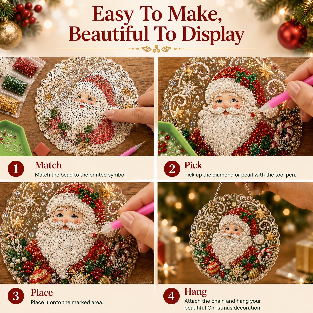 🎄Christmas Pearl Diamond Art Hanging Ornament Kit 🎅💎