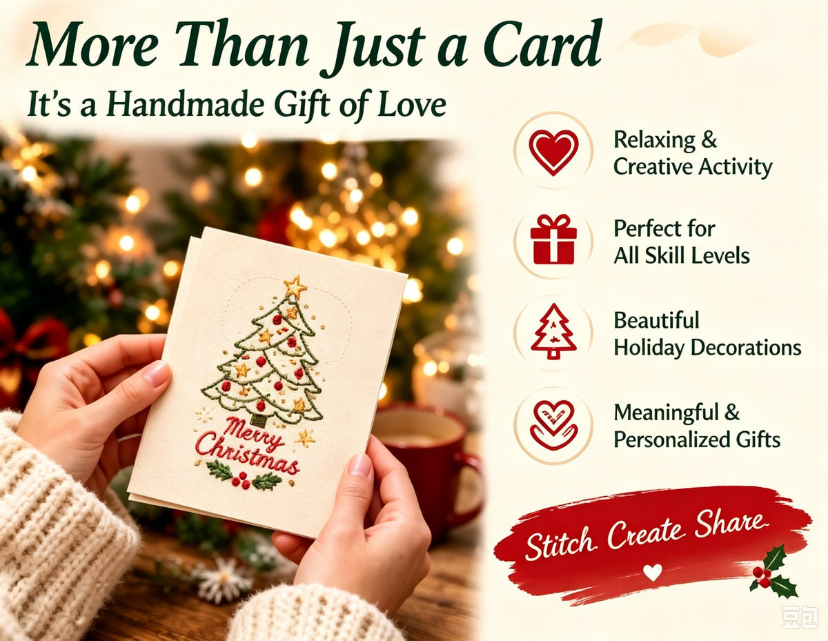 🌲Christmas Hand Embroidery Card DIY Kit | Stitch Your Way Into the Christmas Spirit ✨ 🎁