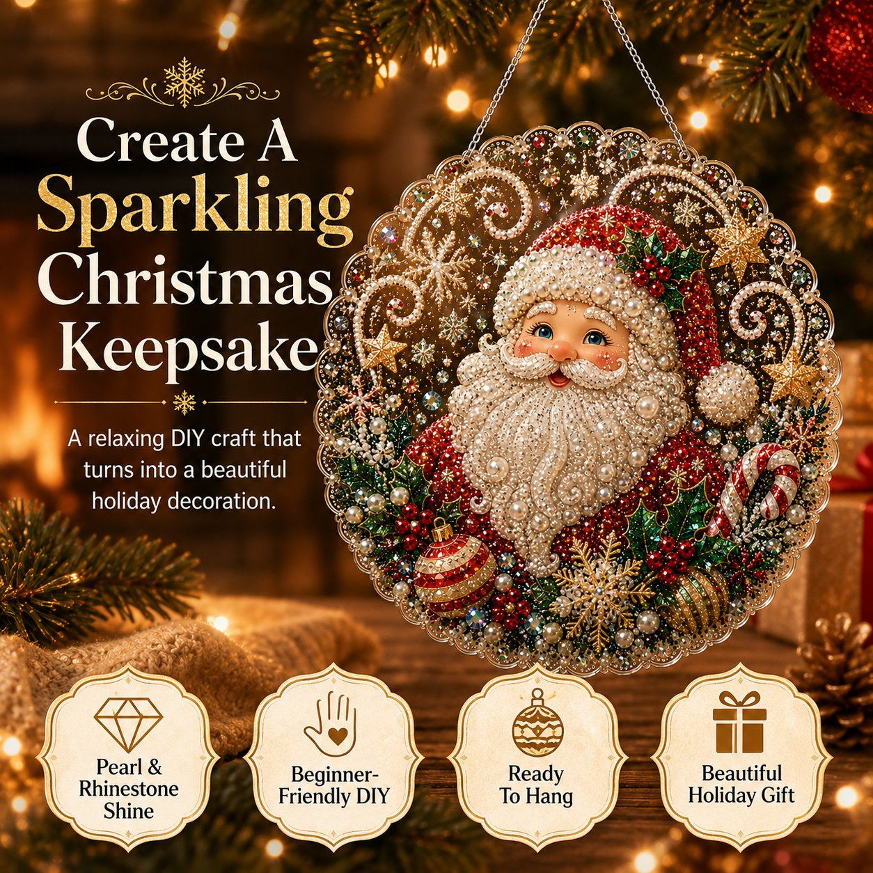 🎄Christmas Pearl Diamond Art Hanging Ornament Kit 🎅💎