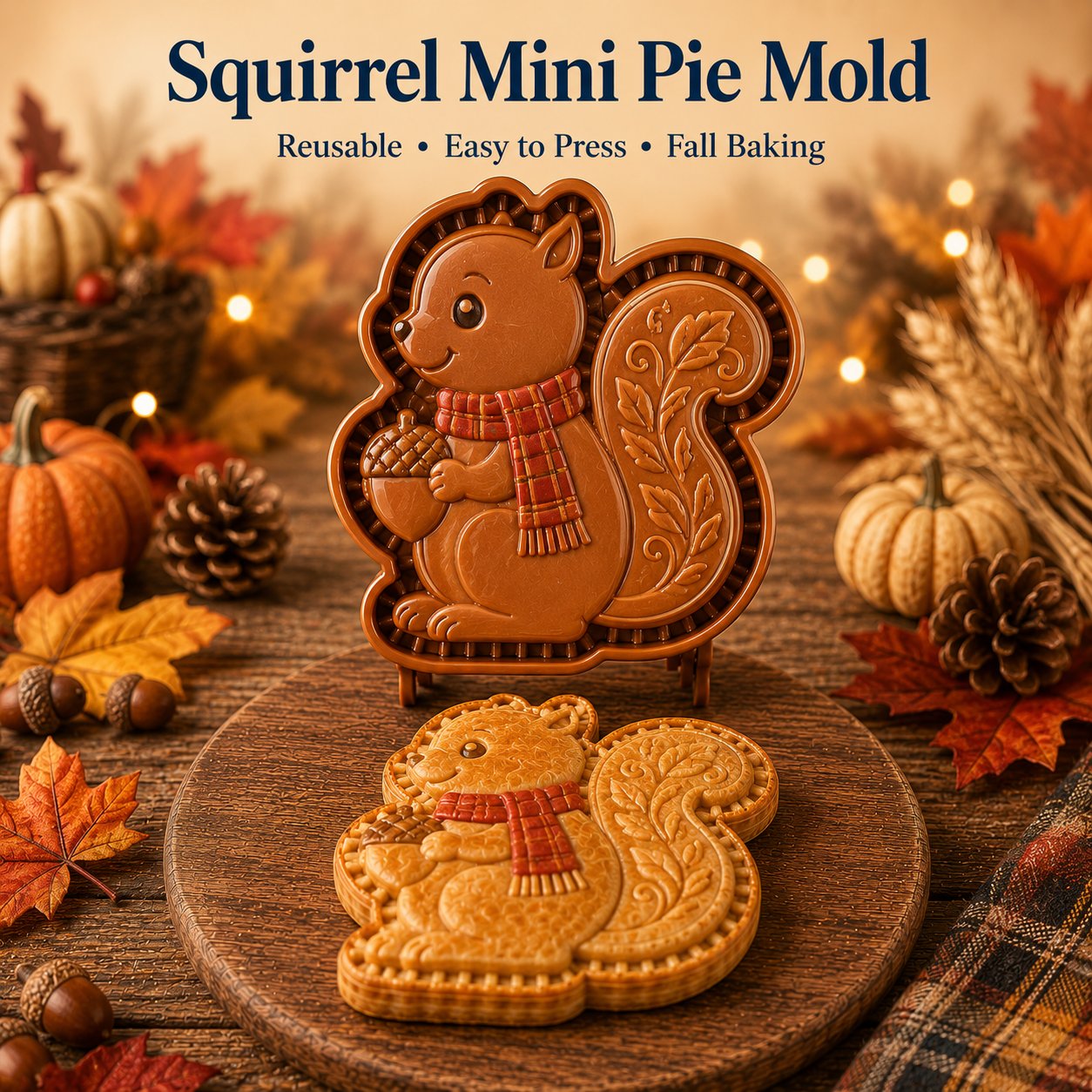 🍂 8-Design Fall Mini Pie Mold Collection | Reusable Embossed Molds for Shaping Detailed Owl, Fox, Turkey, Pumpkin, Acorn & More 🥧✨