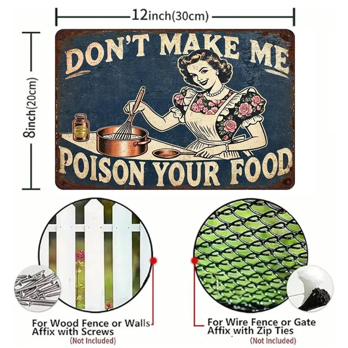 Funny Kitchen Metal Sign Retro Diner Humor Vintage Style Wall Art Playful Gift for Home…