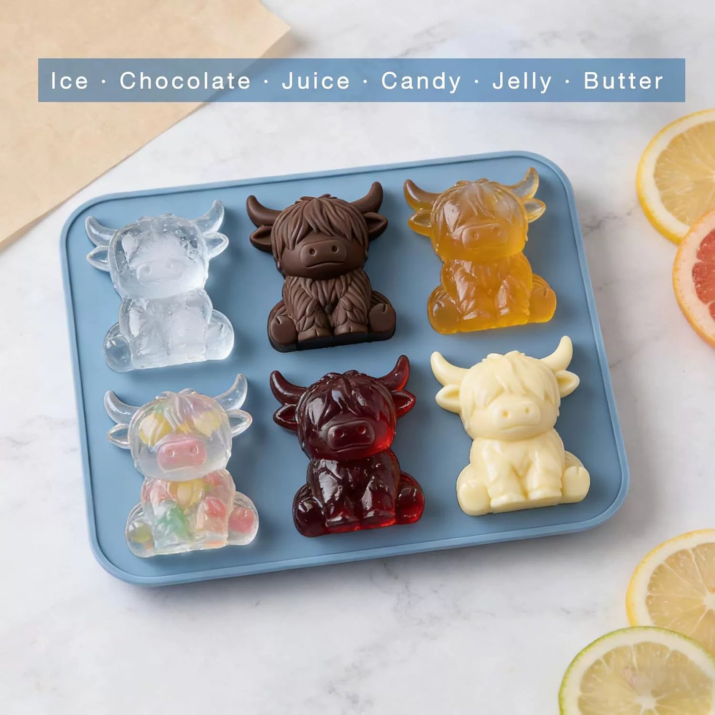 🐮 Mini Highland Cow Ice Cube Mold – Cute 3D Ice for Drinks, Parties & Gifts