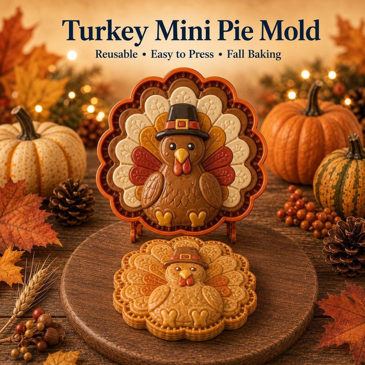 🍂 8-Design Fall Mini Pie Mold Collection | Reusable Embossed Molds for Shaping Detailed Owl, Fox, Turkey, Pumpkin, Acorn & More 🥧✨