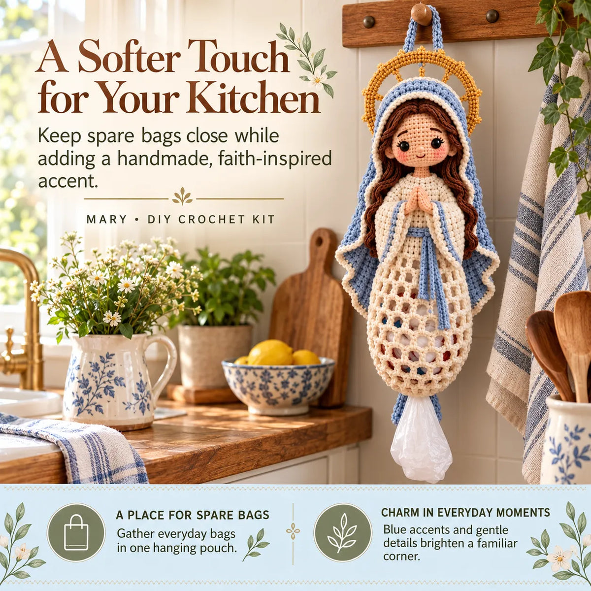 🧶 Beginner-Friendly Blessed Home Crochet Bag Holder DIY Kit ✝️