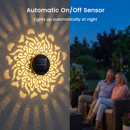 🌞✨ Solar-powered mandala projector lamp