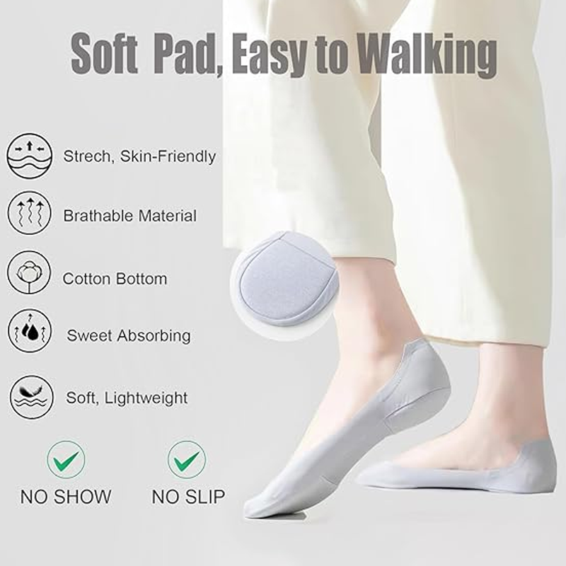 Targeted Arch & Heel Cushioning Ice Silk No-Show Socks for Plantar Fasciitis Relief