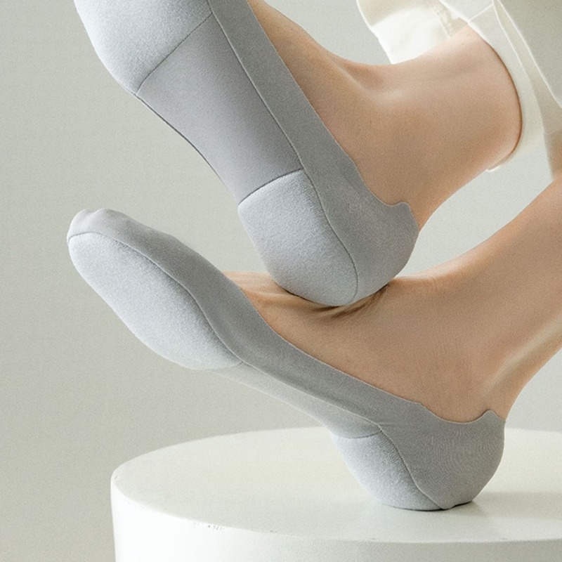 Targeted Arch & Heel Cushioning Ice Silk No-Show Socks for Plantar Fasciitis Relief