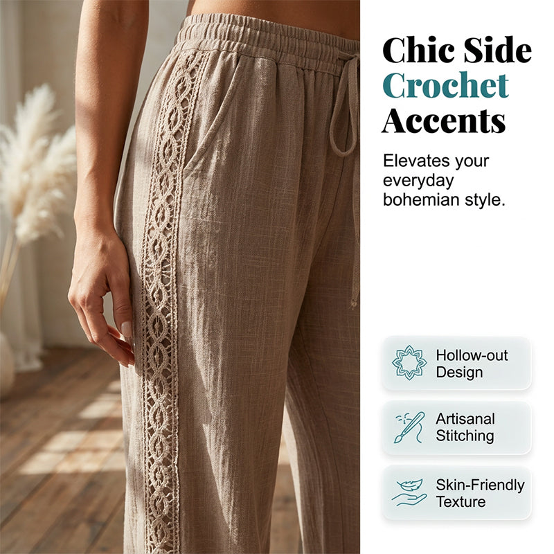 ✨ Women's Boho Pants With Side Lace Detail – Lightweight Comfort Elegance Everyday Style
